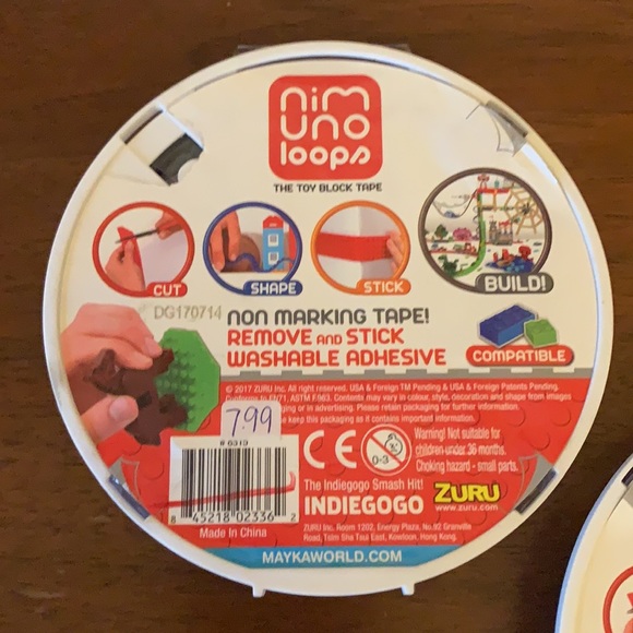 SET OF 2 gray NIMUNO LOOPS toy block tape for leg0s building blocks - Picture 3 of 5